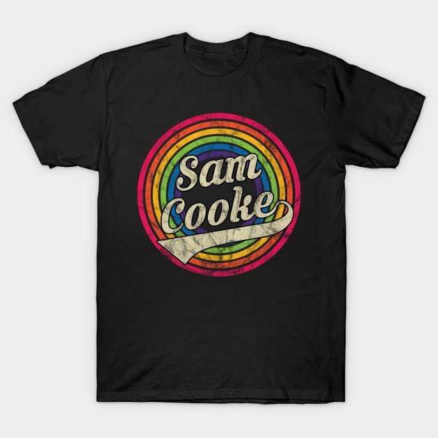 Sam Cooke - Retro Rainbow Faded-Style T-Shirt by MaydenArt